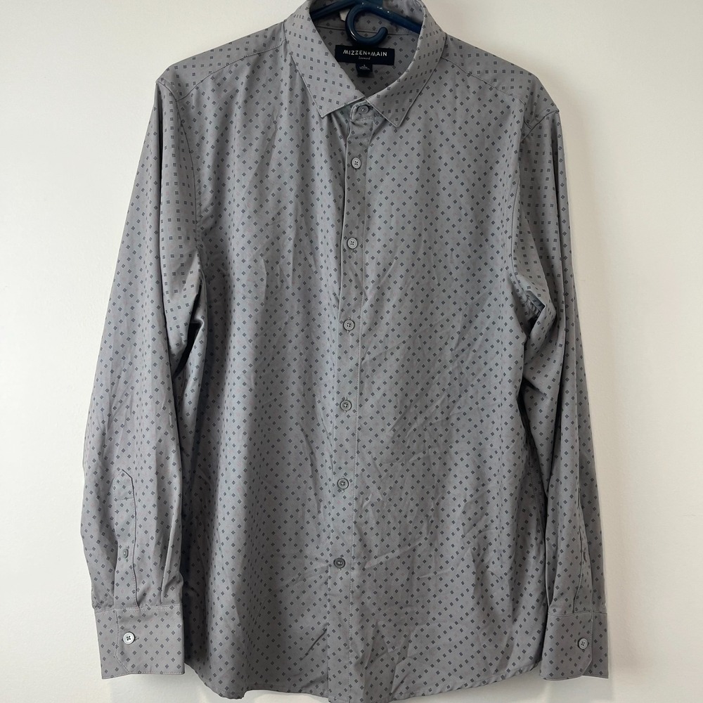 mizzen main shirt mens L button up leeward performance trim no tuck collar bones
